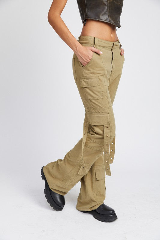 Low Waist Flared Cargo Pants Pants