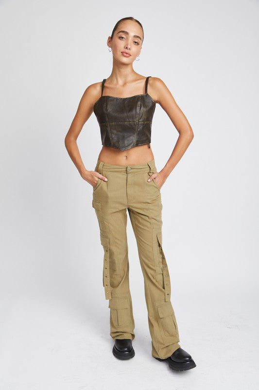 Low Waist Flared Cargo Pants Pants