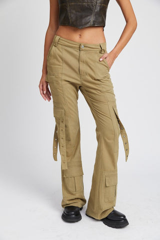 Low Waist Flared Cargo Pants Pants