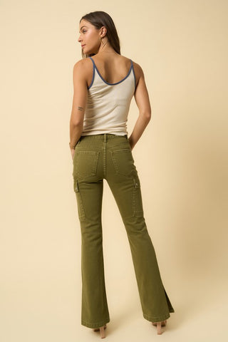 Color Cargo Slim Boot Denim Pants Denim pants