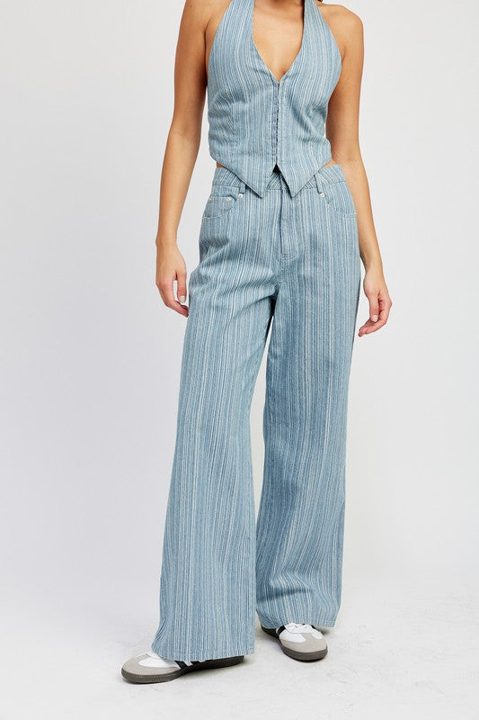 Mid rise wide leg pants DENIM Denim pants