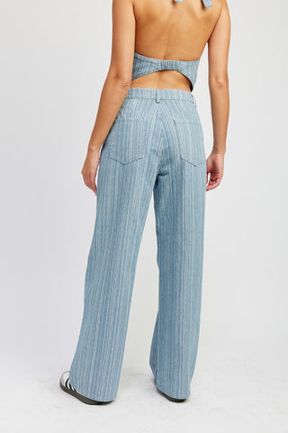 Mid rise wide leg pants Denim pants