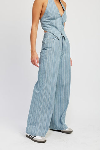 Mid rise wide leg pants Denim pants