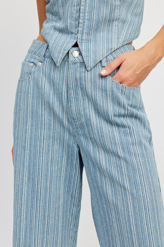 Mid rise wide leg pants Denim pants