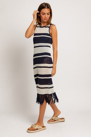 Sleeveless Crochet Effect Sweater Dress Dress