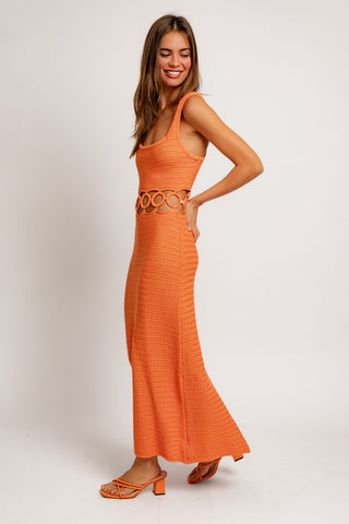 Square Neck Sleeveless Crochet Midi Dress Dress