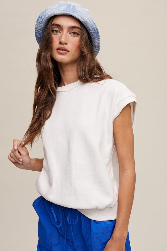 Short Sleeve Boxy Crew Neck Sweat Top Vest Top