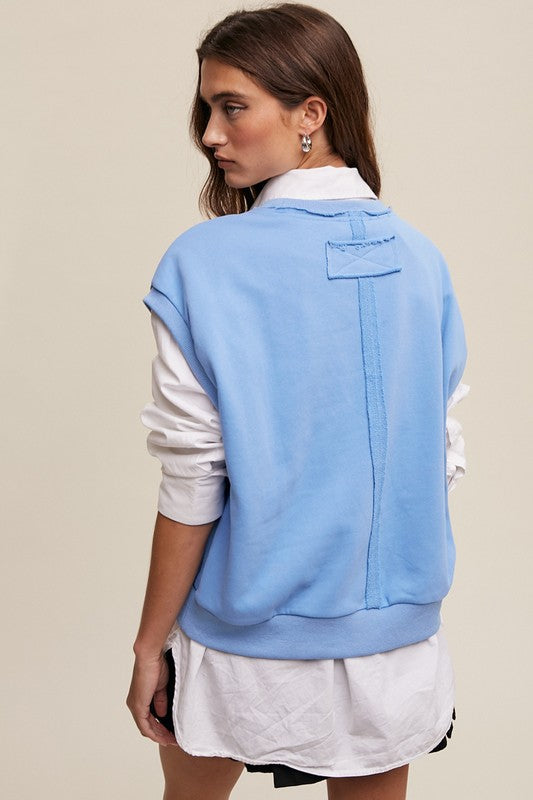 Short Sleeve Boxy Crew Neck Sweat Top Vest Top