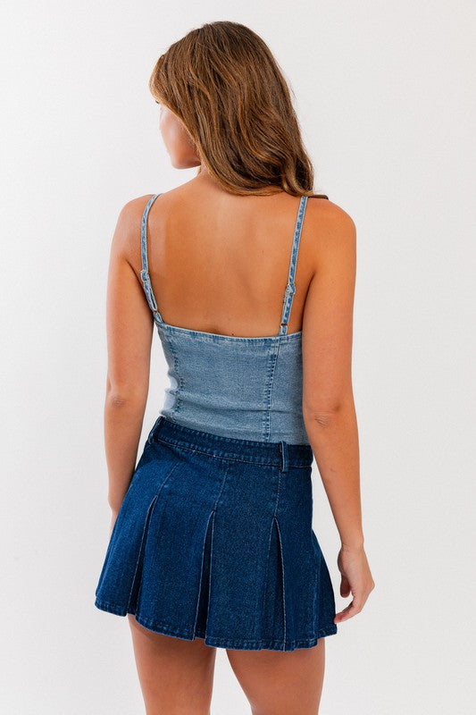 Denim Bustier Bodysuit Top