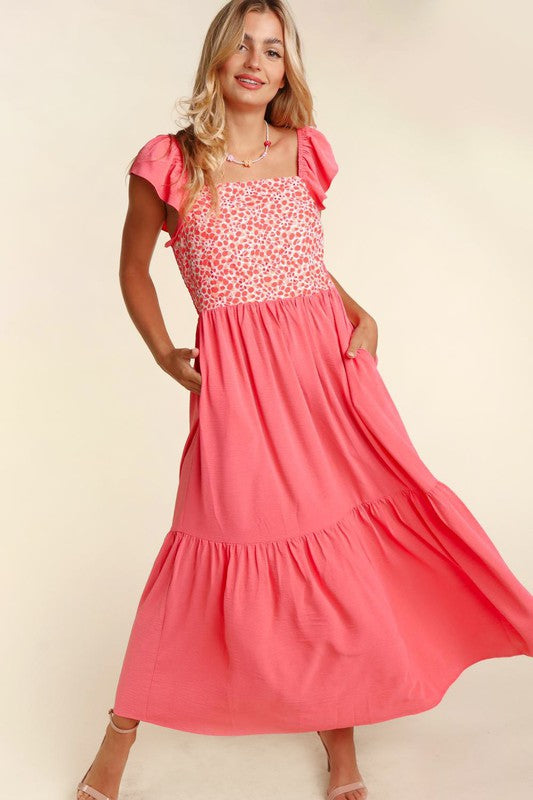 Maxi Dress with Embroidery details CORAL Dress