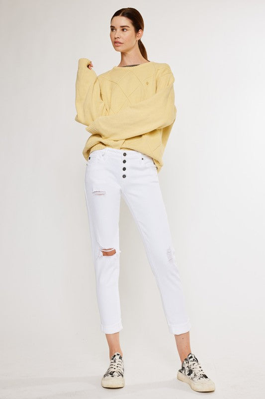 Mid Rise Girlfriend Fit Jeans White Jeans