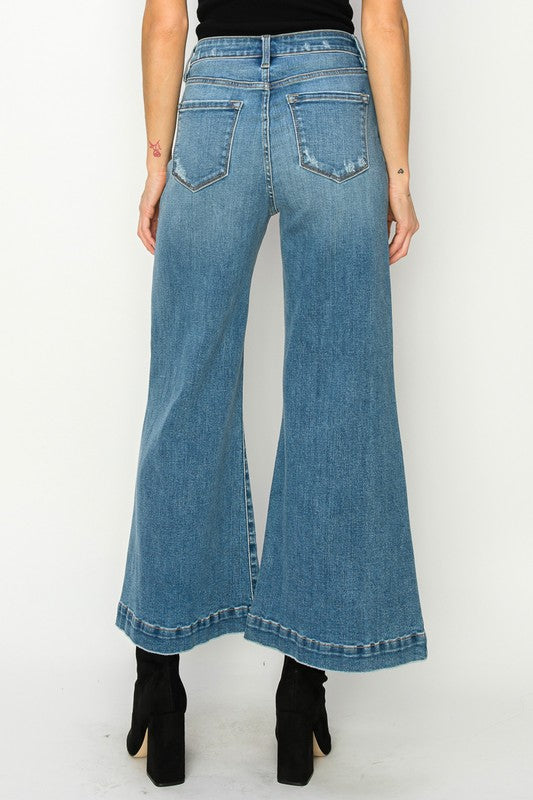 High Rise Crop Palazzo Denim Pants Denim pants