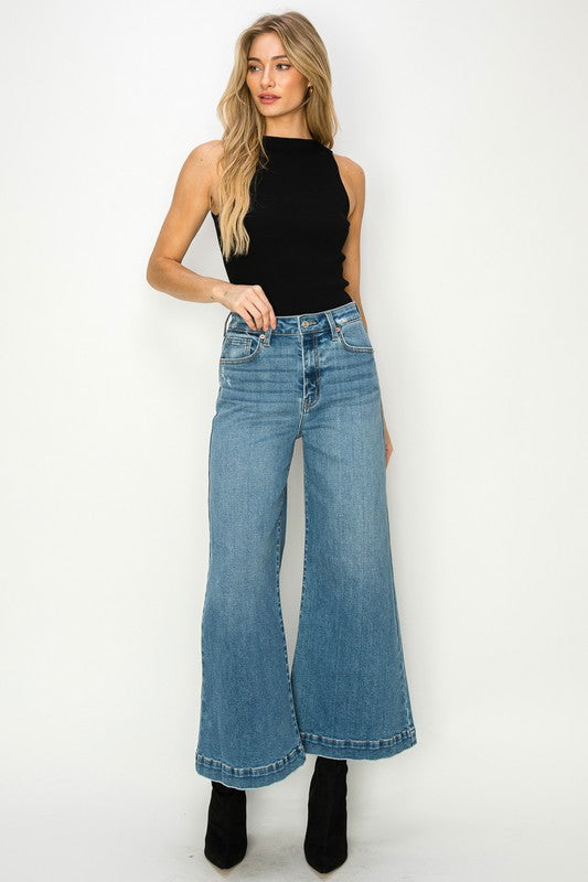 High Rise Crop Palazzo Denim Pants Denim pants