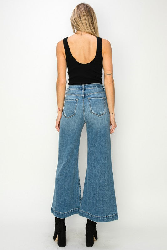 High Rise Crop Palazzo Denim Pants Denim pants