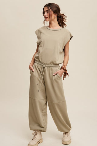 Athleisure French Terry Loose Jogger Jumpsuit jummpsuit