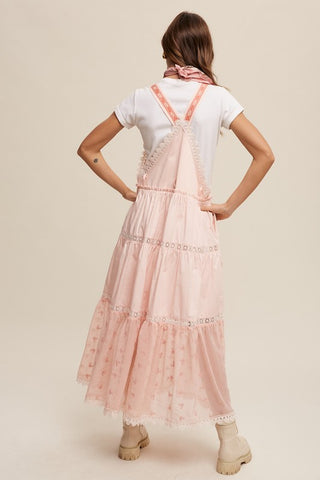 Laced and Tiered Romantic Overall Maxi Dress Dress