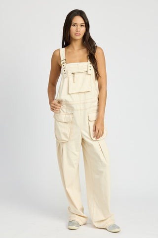 OVERSIZED CARGO OVERALLS IVORY Jumpsuits and Rompers