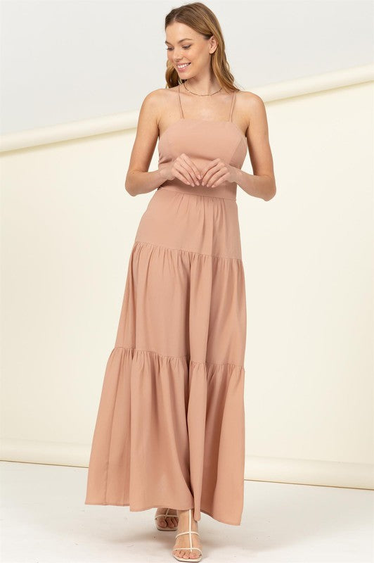 Said Yes Tiered Maxi Dress TAUPE Dress