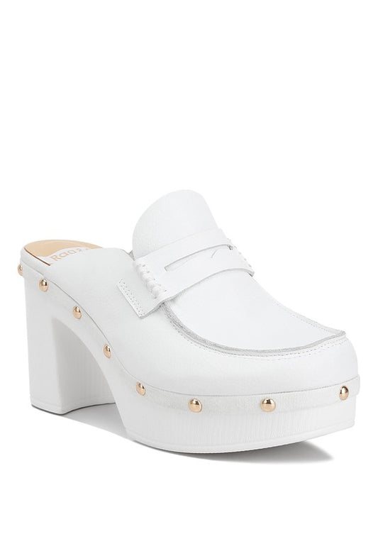Lyrac Recycled Leather Platform Clogs White clogs