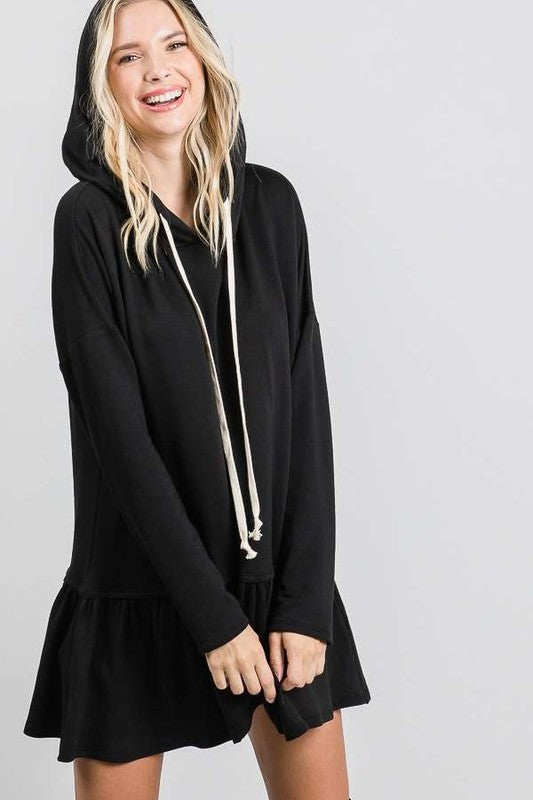 Long sleeve hoodie peplum tunic sweatshirt