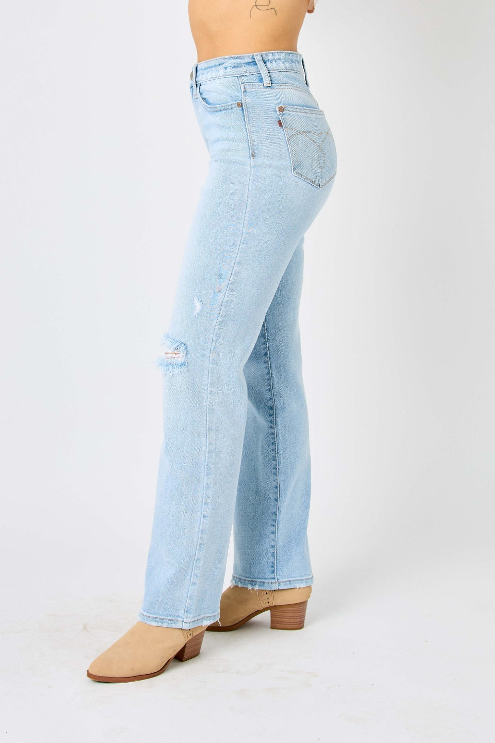 Judy Blue Full Size High Waist Distressed Straight Jeans Jeans