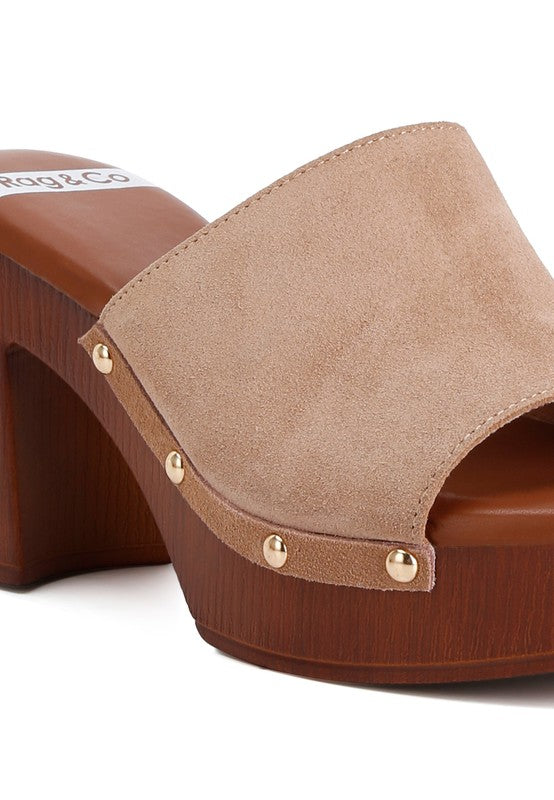 Cartera Suede High Block Heel Mules mules