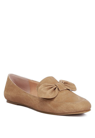 Waveney Bow Embellished Loafers Tan loafers