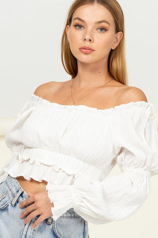 Dipped in Sugar Flounce Hem Blouse OFF WHITE Top