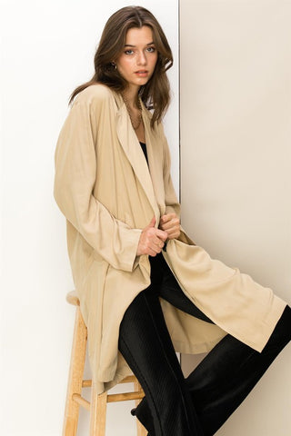 Right Round Button Front Oversized Coat Trench Coat