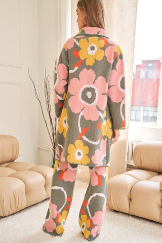 Flower Printed Casual Cozy Full Long Wide Pants Pants