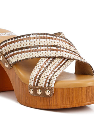 Finley Raffia High Block Heel Clogs clogs