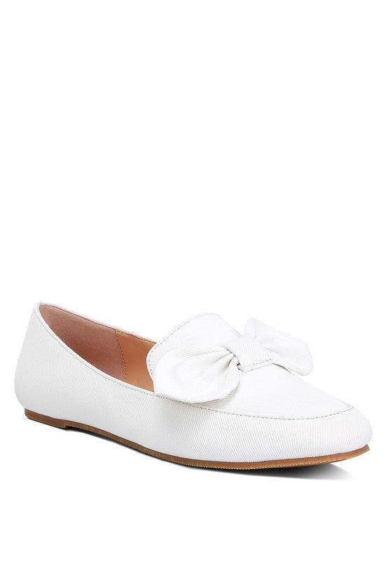 Waveney Bow Embellished Loafers Off White loafers