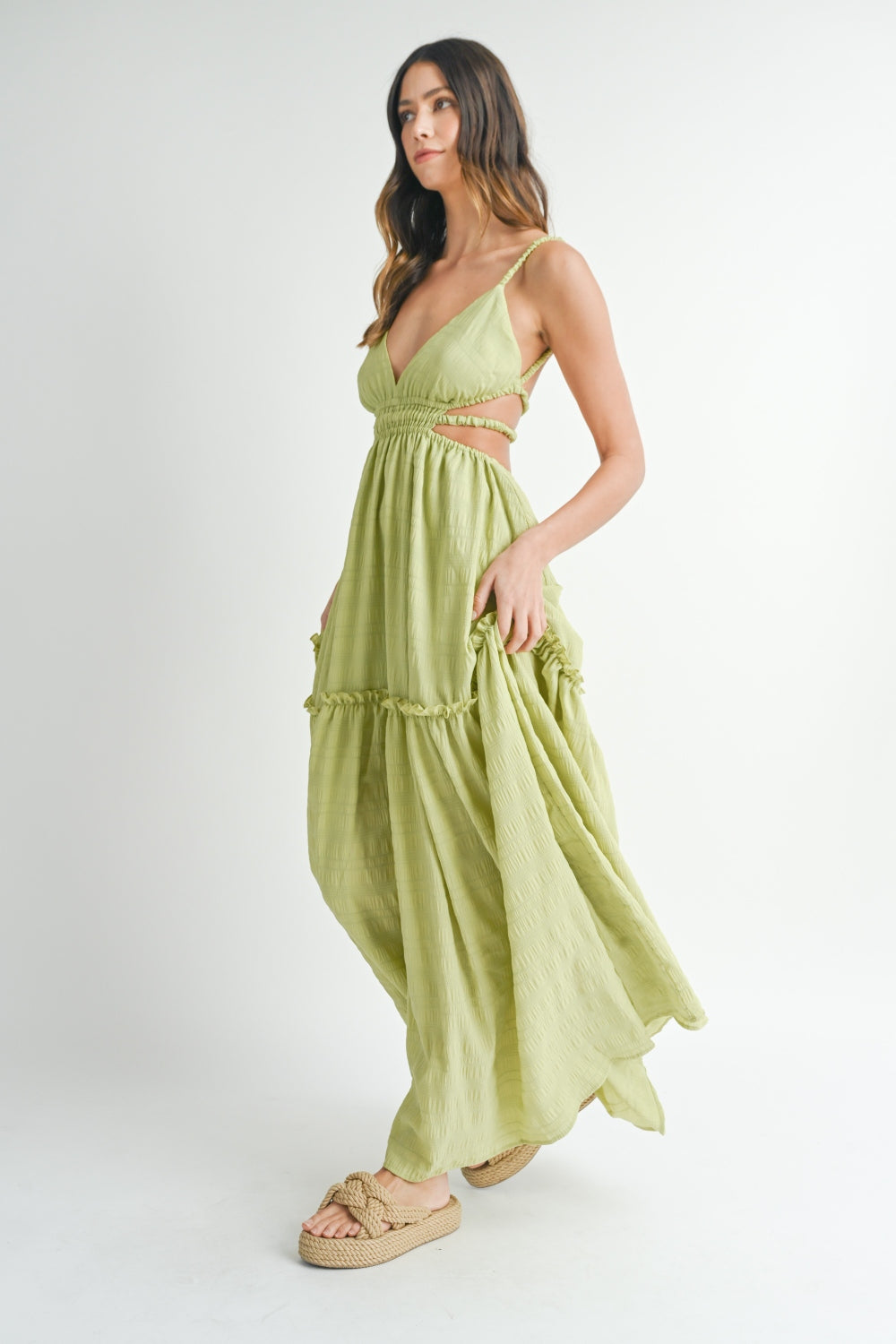 MABLE Cutout Waist Backless Maxi Dress Dress