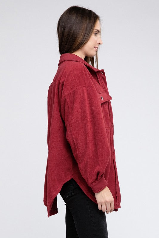 Fleece Buttoned Down Oversized Jacket Jacket