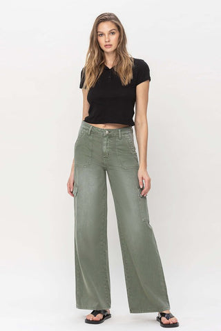 High Rise Utility Cargo Wide Jeans