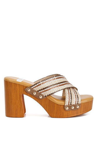 Finley Raffia High Block Heel Clogs clogs