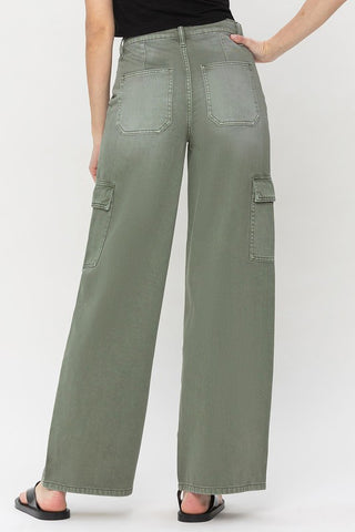 High Rise Utility Cargo Wide Jeans