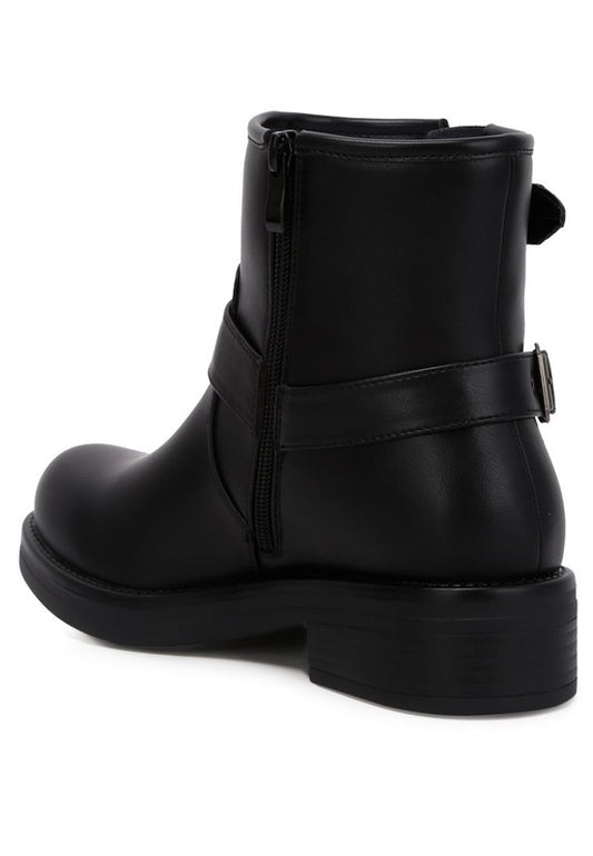 Allux Faux Leather Pin Buckle Boots Boots