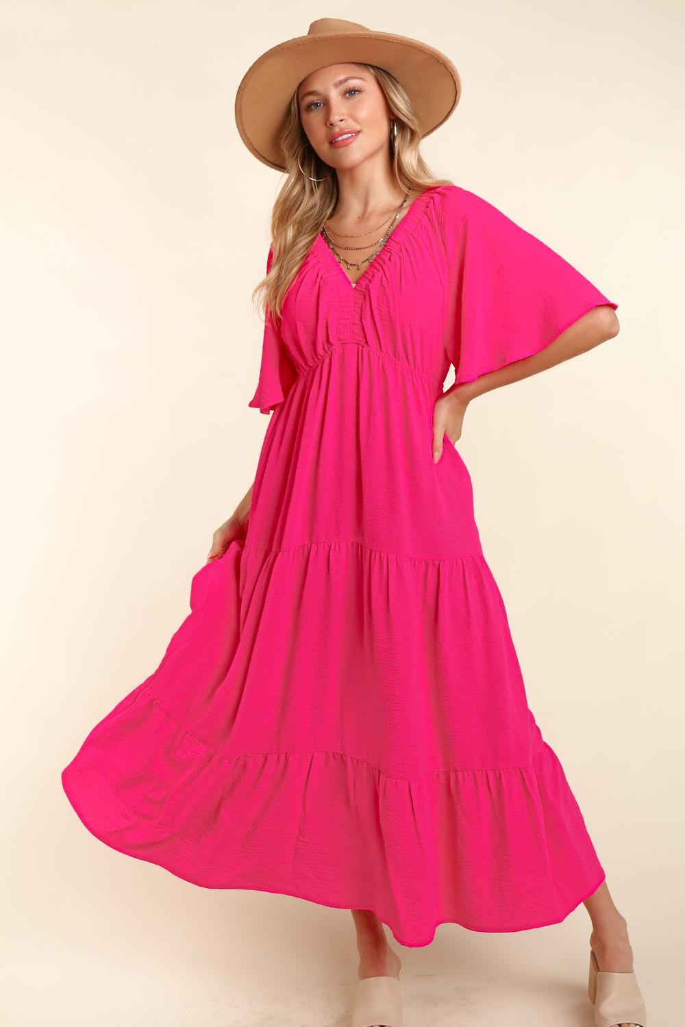 Haptics Tiered Babydoll Maxi Dress with Side Pocket Dress