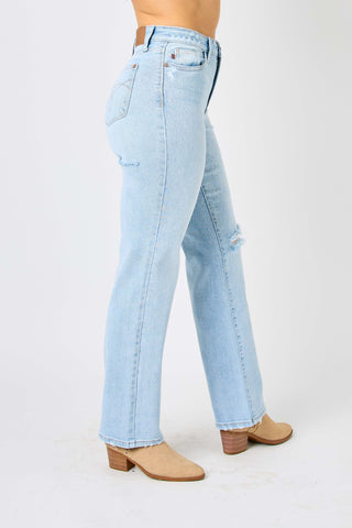 Judy Blue Full Size High Waist Distressed Straight Jeans Jeans