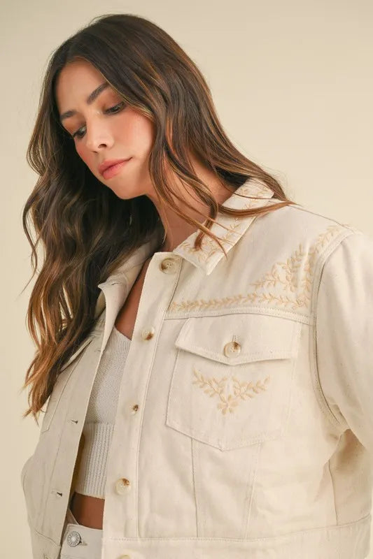 Embroidered Quilted Cropped Jacket Jacket