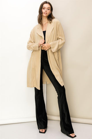 Right Round Button Front Oversized Coat Trench Coat