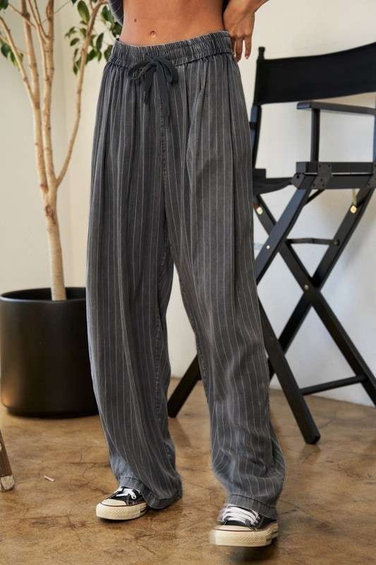 Stripe Button Down Shirt and Long Pants Set Set