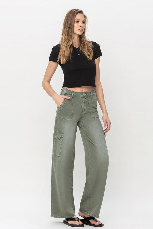 High Rise Utility Cargo Wide Jeans