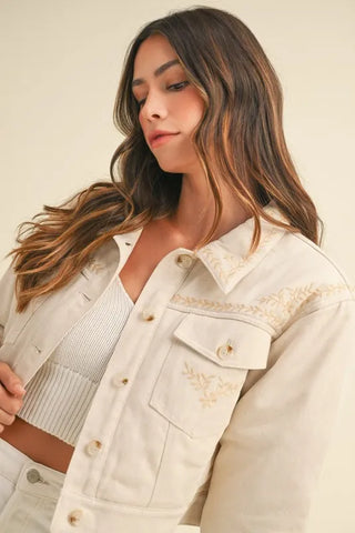 Embroidered Quilted Cropped Jacket Jacket