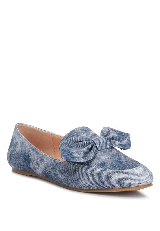 Waveney Bow Embellished Loafers Denim loafers