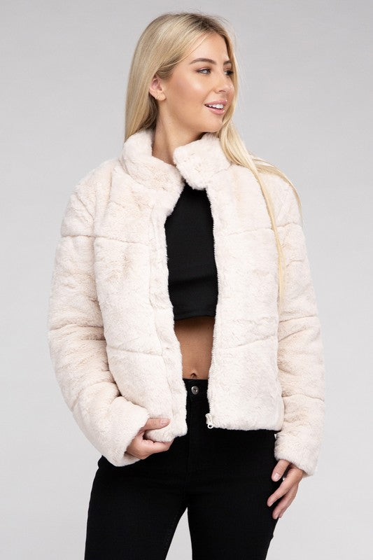 Fluffy Zip-Up Sweater Jacket Jacket