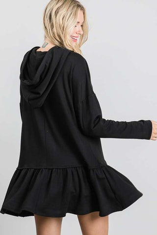 Long sleeve hoodie peplum tunic sweatshirt