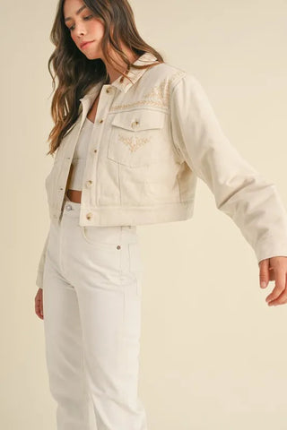 Embroidered Quilted Cropped Jacket Jacket