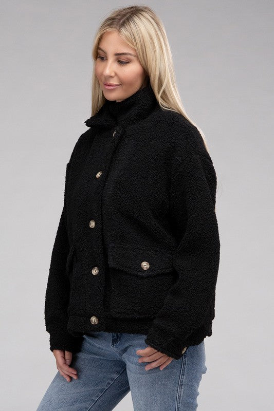 Cozy Sherpa Button-Front Jacket Jacket